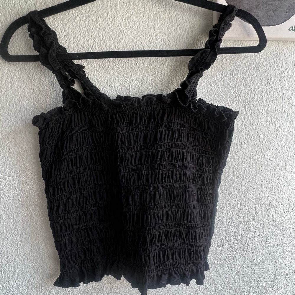 Old Navy Black Smocked Ruffle Cami
